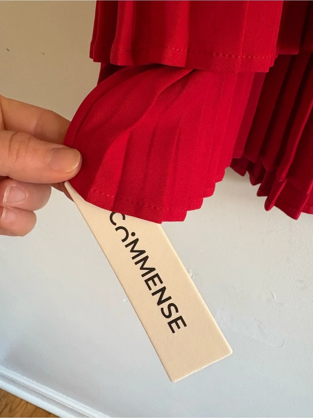 Commense Vibrant Red Pleated Square-Neck Mini Dress - Picture 4 of 4